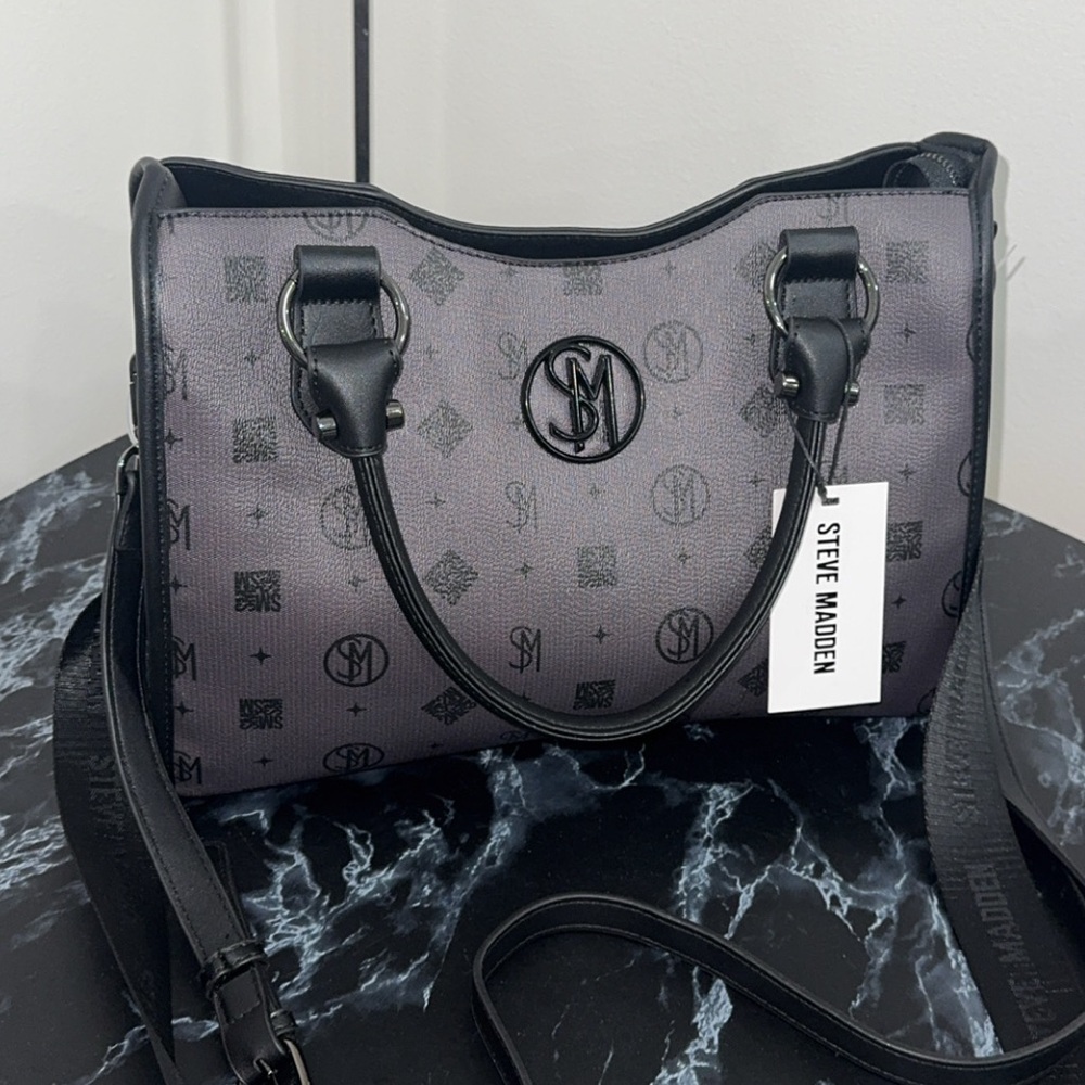Steve Madden Black and Gray Shoulder Crossbody Bag NWT - Picture 2 of 14